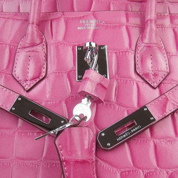 High Quality Fake Hermes Birkin 35CM Max Crocodile Veins Leather Bag Peach 6089 - Click Image to Close